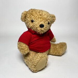 Vintage Ralph Lauren Brown Teddy Bear Plush Stuffed Animal Red Polo Shirt